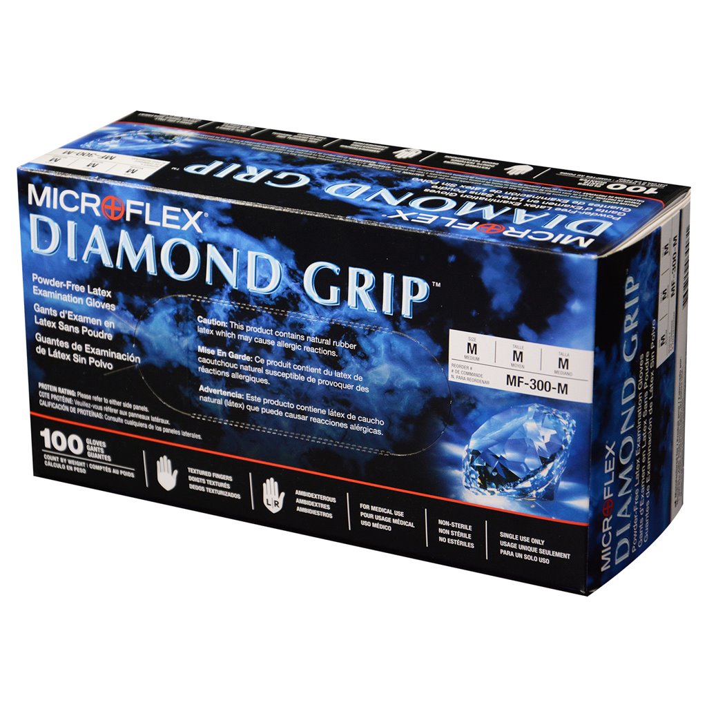 Microflex Diamond grip guanto in lattice, senza polvere, 24,4 cm di lunghezza, 6.3 mm di spessore, XL, Multicoloured, 100 Microflex Diamond grip guanto in lattice, senza polvere, 24,4 cm di lunghezza, 6.3 mm di spessore, XL, Multicoloured, 100