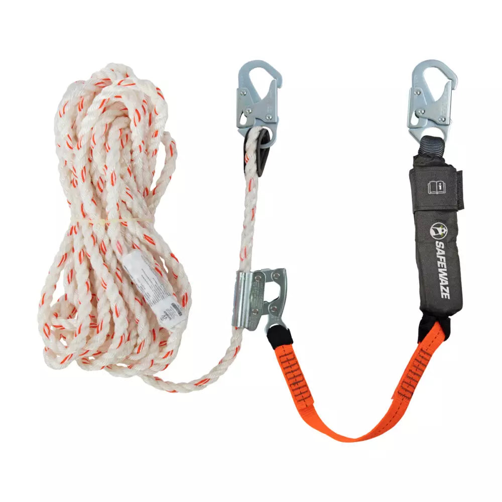 Safewaze 018-7005 Vertical Lifeline Snap Hook Rope Grap Lanyard 50 Feet