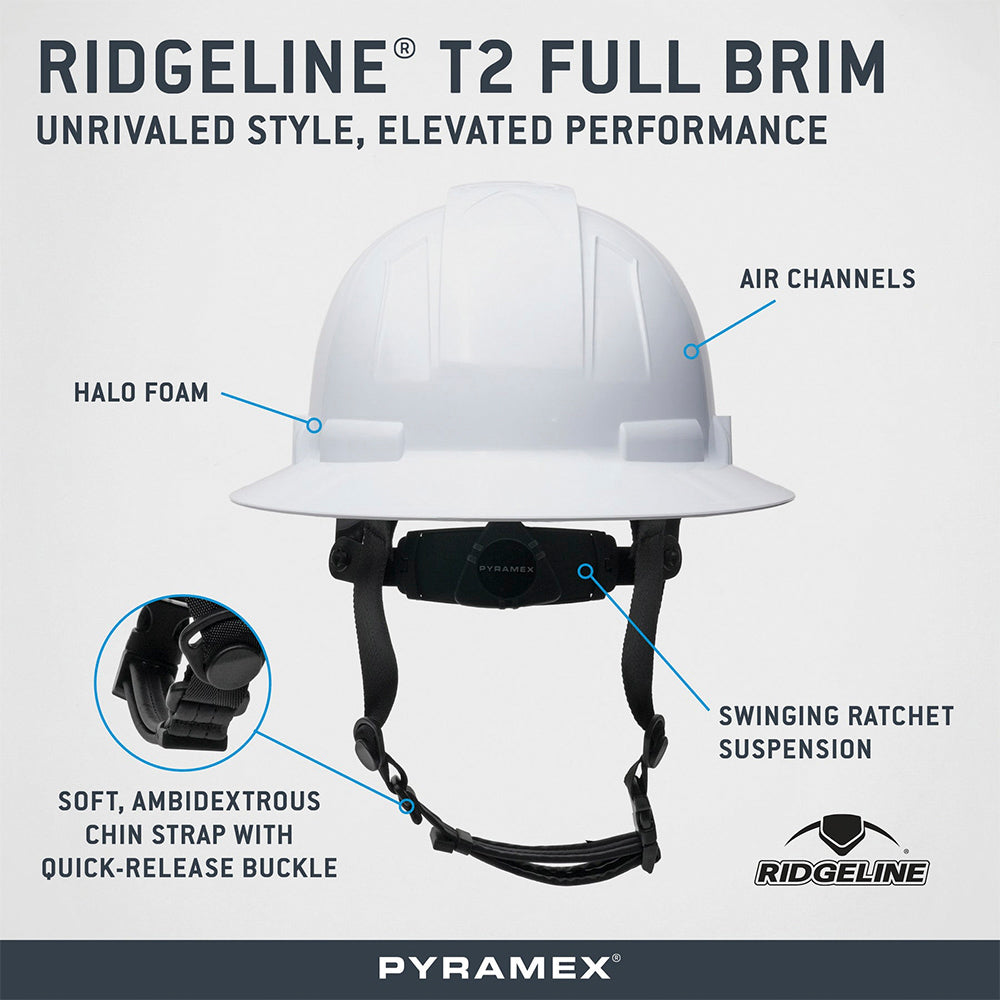 Pyramex HPT2561 Ridgeline T2 Hard Hat Full Brim Type 2