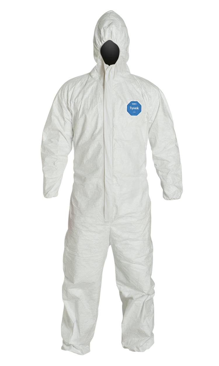 Tyvek TY127S Coveralls Attached Hood Elastic Wrists and Ankles