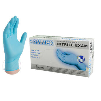 Ammex Nitrile Gloves Exam Grade Blue