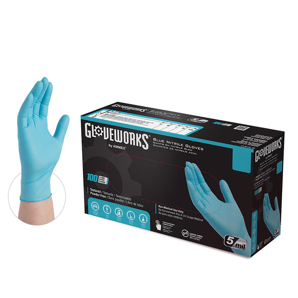 Ammex Nitrile Gloves 6 Mil Blue
